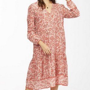 billabong storm rider dress in multi pink and red boho floral print